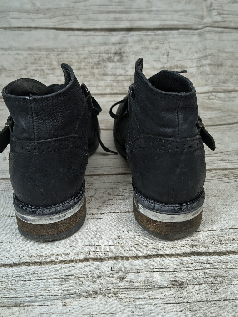 Donna Pui Black Leather Buckle Ankle Boots Women Size 41 - Picture 5 of 8